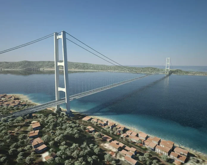 Rendering digitale del Ponte sullo Stretto di Messina – collegamento strategico tra Sicilia e Calabria