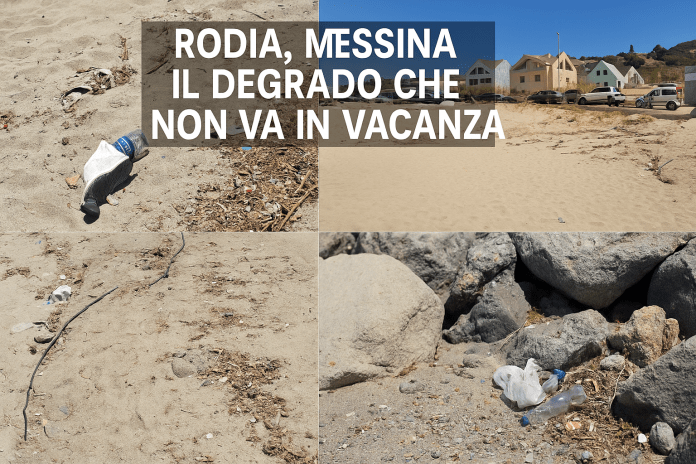 Degrado spiaggia Rodia Messina con rifiuti e incuria