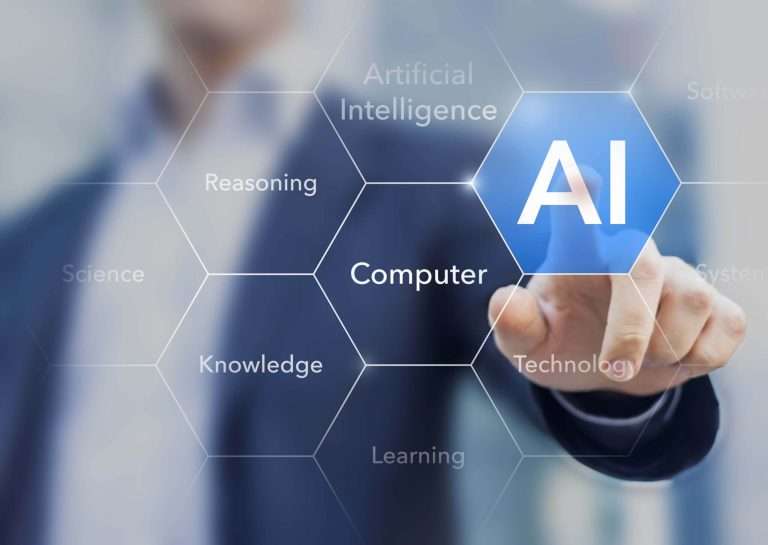 Intelligenza artificiale e comunicazione, concetto digitale con AI su schermo
