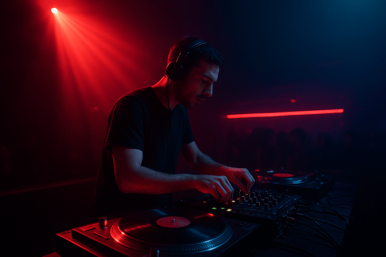 DJ alla console in un club underground, il dancefloor diventa spazio di libertà e resistenza
