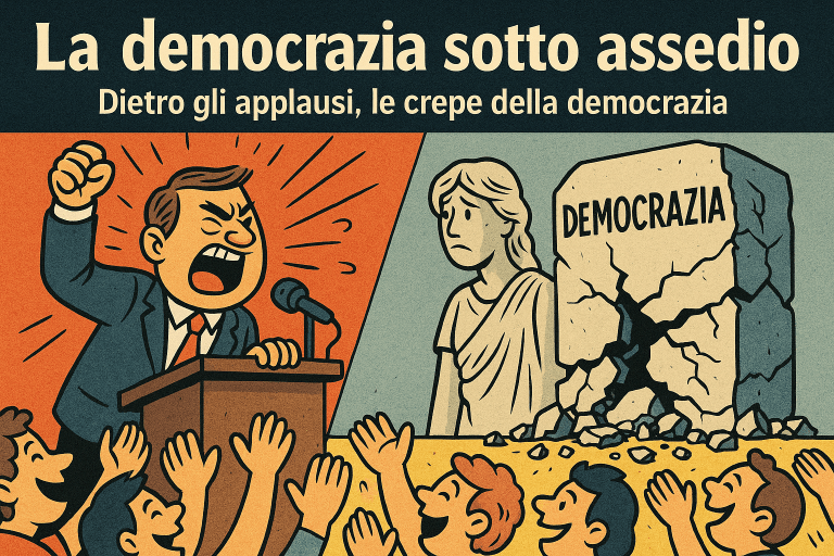Illustrazione satirica Populismo e democrazia