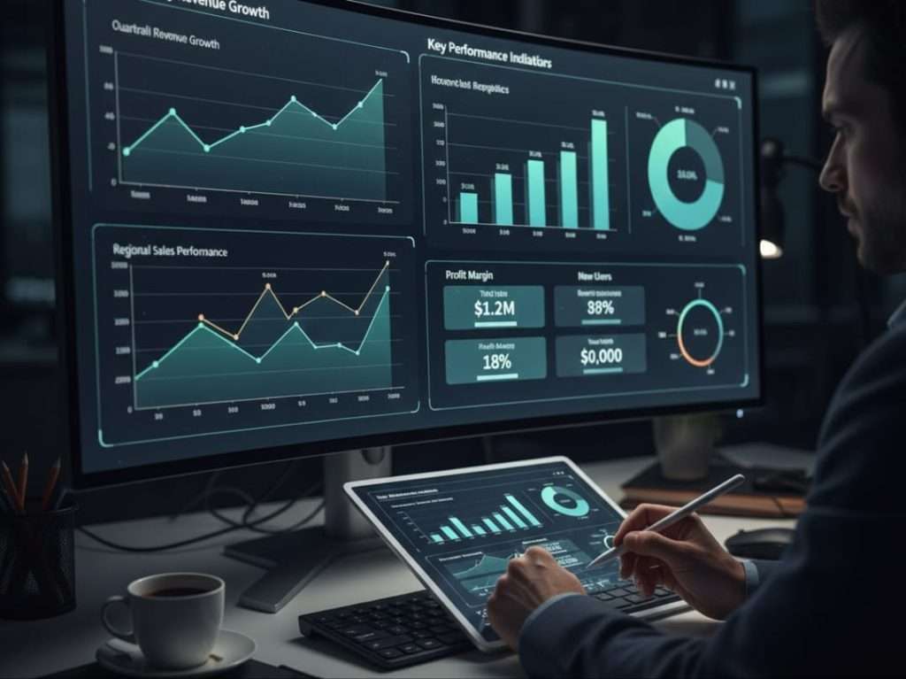 Business data analytics nella Pubblica Amministrazione con grafici e dashboard digitali.