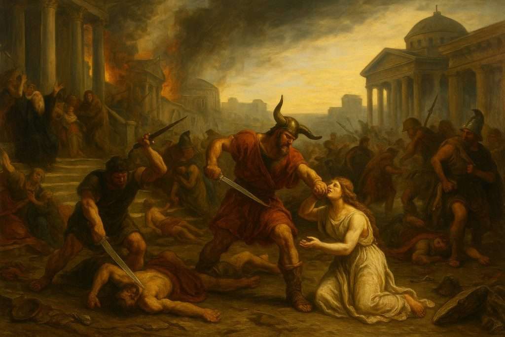 Agostino interpreta il sacco di Roma come segno della precarietà delle civiltà umane e della necessità di un ordine superiore.