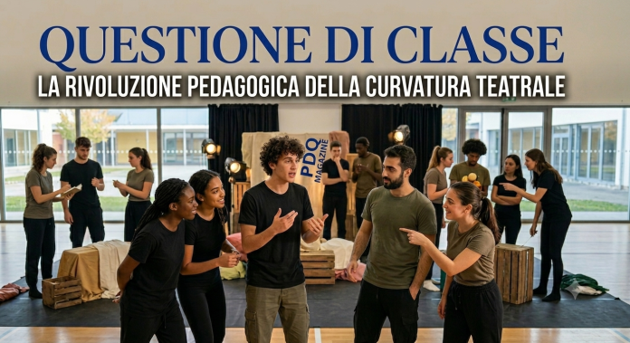 Studenti impegnati in un esercizio di improvvisazione: quando il teatro diventa uno strumento stabile per la formazione e la crescita personale all'interno della scuola.