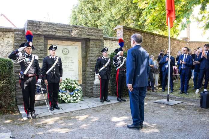Ignazio La Russa durante la commemorazione del 70° anniversario della tragedia di Marcinelle, al Bois du Cazier. Foto: Senato della Repubblica.